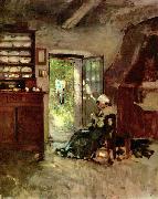 Nicolae Grigorescu Interieur in Vitre oil on canvas